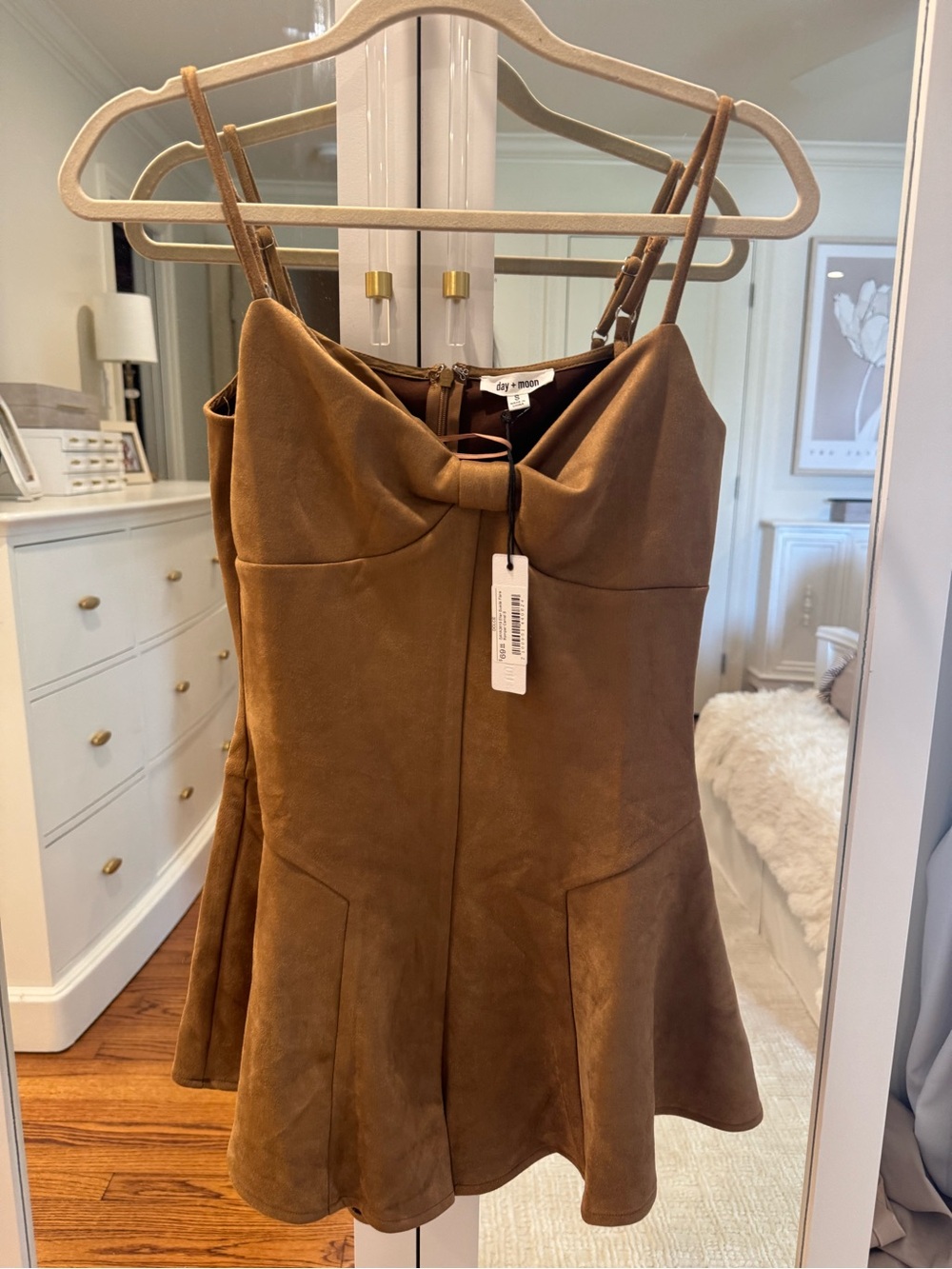 Day + Moon Brown Faux Suede Romper NWT Small